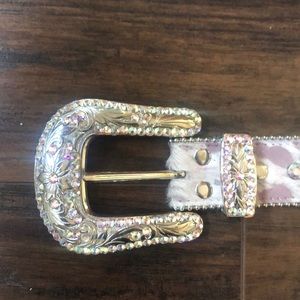 BB Simon pink cowhide studded belt